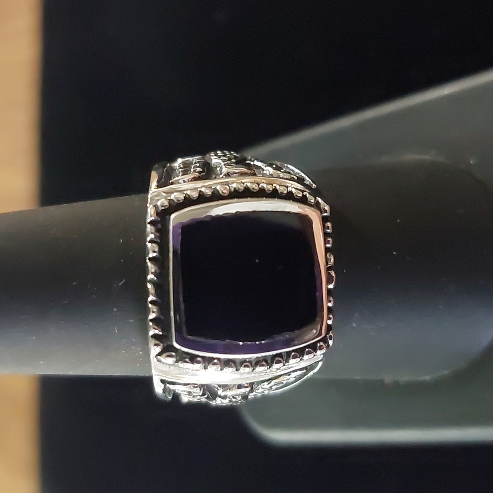Sterling Silver Black Agate 15mm